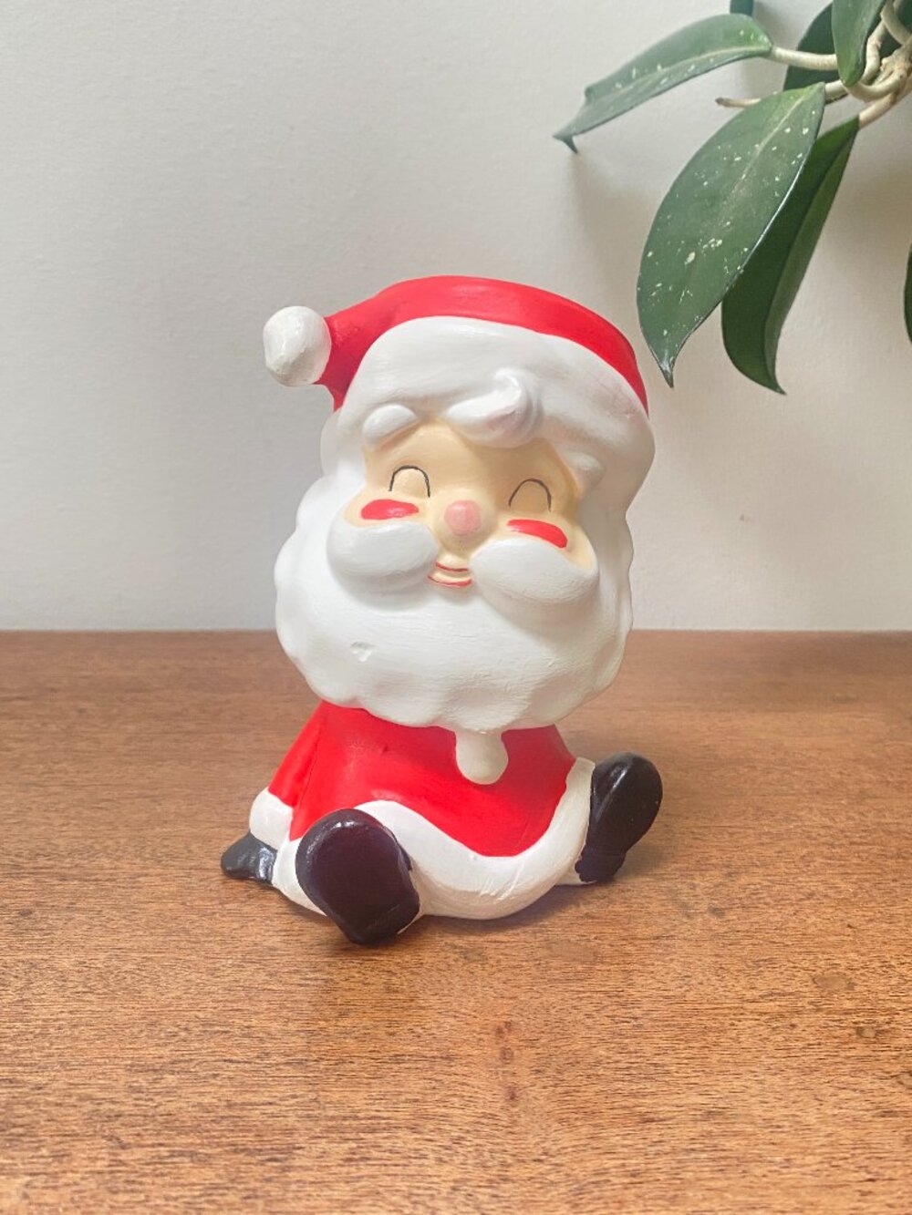 Vtg Ceramic Santa Clause Trinket Bowl/Planter - Heavy Ceramic Christmas Decor